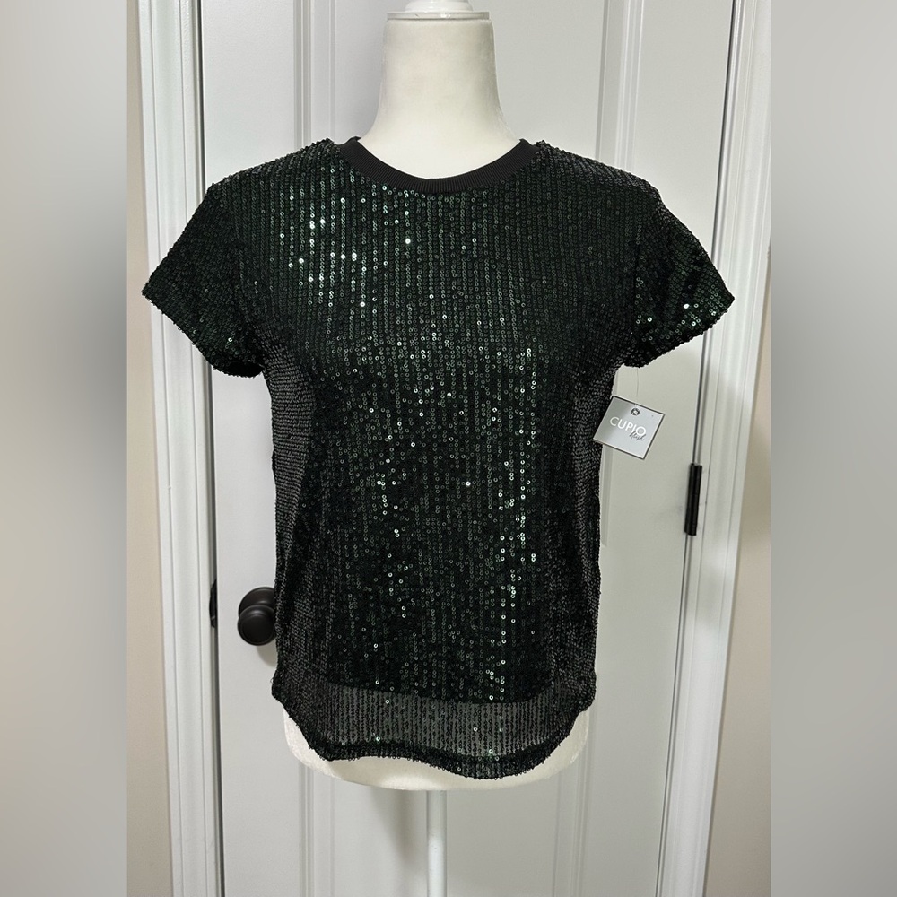Cupio Sparkly Sequin Short Sleeve Women’s Top Size- M Brand New